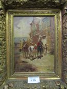 Gilt framed oil on canvas, signed Meissonier, as found. Estimate £30-50.