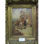 Gilt framed oil on canvas, signed Meissonier, as found. Estimate £30-50.