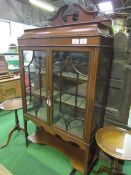 Edwardian mahogany display cabinet with glass double door above under shelf, on tapered legs, 185cms