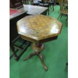 Mahogany pedestal games table with inlaid chequer board to lifting top. Estimate £30-50.