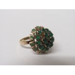 18ct gold emerald cocktail ring size Q wt 7.1g. Estimate £180-210