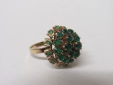 18ct gold emerald cocktail ring size Q wt 7.1g. Estimate £180-210