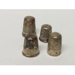 4 silver thimbles by Charles Horner. Estimate £28-35.