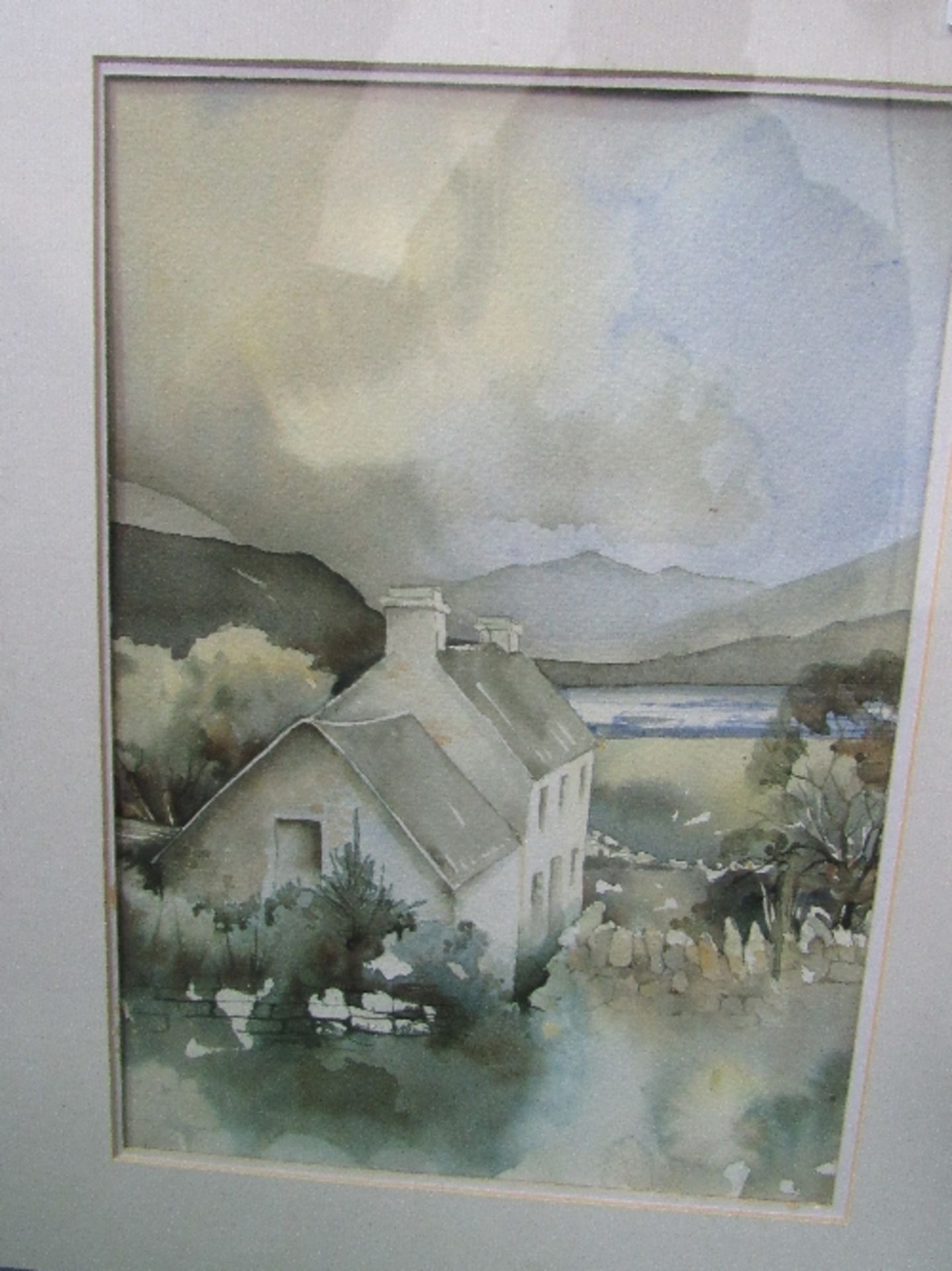 2 framed & glazed prints & a framed & glazed watercolour of a rural cottage & large framed & - Image 2 of 3