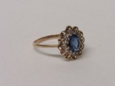 9ct gold blue topaz and diamond ring size U wt 3.0g. Estimate £45-65
