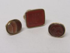 3 gold fobs, 1 tested 18ct gold & 2 tested 9ct gold, 1 a/f. Estimate £90-110.