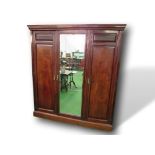 Mahogany sectional wardrobe/linen press with fitted interior. 81cms x 207cms x 53cms. Estimate £30-
