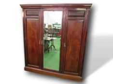 Mahogany sectional wardrobe/linen press with fitted interior. 81cms x 207cms x 53cms. Estimate £30-
