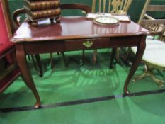 Modern mahogany reproduction occasional table with frieze drawers, 107cms x 56cms x 77cms.