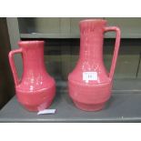 2 handmade ceramic pitchers. Estimate £15-20.