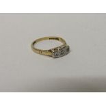 18ct gold and platinum diamond ring size N wt 3.2g. Estimate £100-120