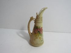 Royal Worcester ivory ewer, no 89060, shape 1260, decorated in floral sprays and gilt detailing