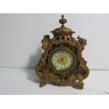 Circa 1895 Ormolu & tortoiseshell mantel clock by British United Clocks. Estimate £40-60.