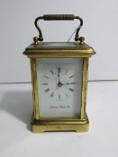 English brass carriage clock, gwo. Estimate £25-30.