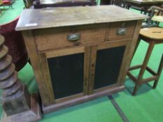 An antique shop cupboard with 2 frieze drawers over cupboard enclosing 4 sections, 97cms x 53cms x