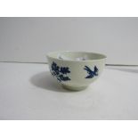 18thC blue and white tea bowl of birds in a tree