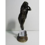 Early 20th century solid bronze nude female on marbled base, signed. Estimate £60-80.