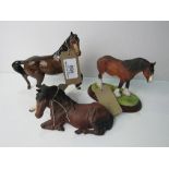 Beswick horse a/f, Beswick horse lying down & Border Fine Arts Clydesdale, ref A0732