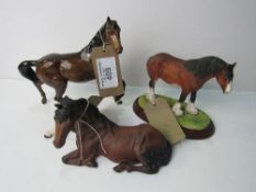 Beswick horse a/f, Beswick horse lying down & Border Fine Arts Clydesdale, ref A0732