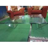 Contemporary glass coffee table, 45cms x 27.5cms x 31cms. Estimate £10-20.