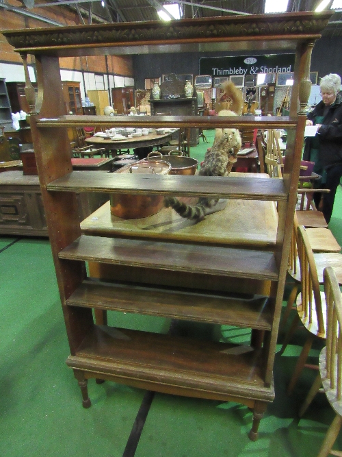 Mahogany open bookcase on legs, 89cms x 26cms x 165cms. Estimate £30-50. - Image 2 of 2