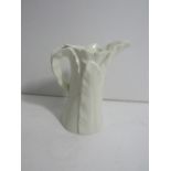 Royal Worcester plain white jug in a moulded leaf design