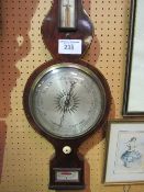 Mahogany cased banjo thermometer/barometer by S Grassi, Wolverhampton.