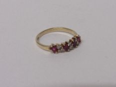 9ct ruby and diamond ring size N wt 1.8g. Estimate £35-45