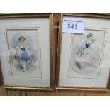 Set of 4 medium Baxter prints of young ladies in Georgian costume, framed & glazed. Estimate £10-
