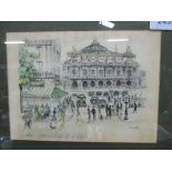 2 framed & glazed prints of Parisian scenes signed Janicotte. Estimate £10-20.