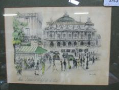 2 framed & glazed prints of Parisian scenes signed Janicotte. Estimate £10-20.