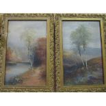 2 gilt framed pictures of rural scenes. Estimate £5-10.
