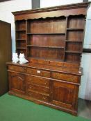 Mahogany dresser with 3 frieze drawers above 3 drawers & 2 cupboards to base, 185cms x 220cms x