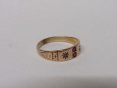 18ct gold and ruby gypsy ring size N 1/2 , wt 2.3g. Estimate £100-120