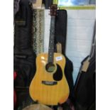 Hohner full size acoustic guitar in very good condition with new strings, new manual, new case & new