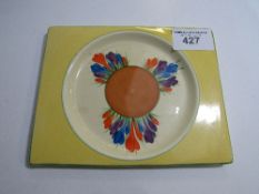 Beautiful Clarice Cliff crocus plate marked and signed. Estimate £45-60.