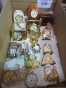 Box of approx 15 various miniature clock. Estimate £20-30.