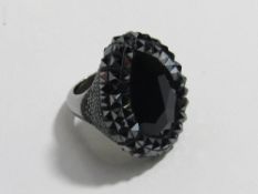 Stunning oversized Swarovski Crystal black pave set sparkle cocktail ring. Estimate £30-40