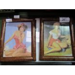 3 framed & glazed 'pin-ups', 2 photographs & 2 prints by Peter Driben