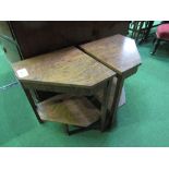 A pair of walnut veneer side tables. Estimate £10-20.