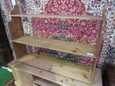 Pine set of 3 open bookshelves, 107cms x 28.5cms x 94cms. Estimate £10-20.