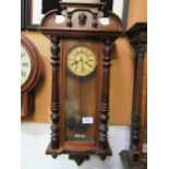 Mahogany case Vienna regulator wall clock, height 104cms. Estimate £40-60.