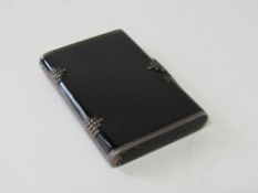 Sterling silver Art Deco-style cigarette/card case with marcasite decoration & gilt interior,