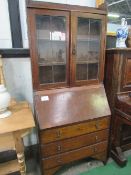 Oak bureau bookcase, a/f, 75cms x 35cms x 175cms. Estimate £5-10.