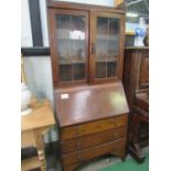 Oak bureau bookcase, a/f, 75cms x 35cms x 175cms. Estimate £5-10.