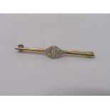 Diamond & gold coloured metal tie-pin, weight 3.9gms. Estimate £80-100.