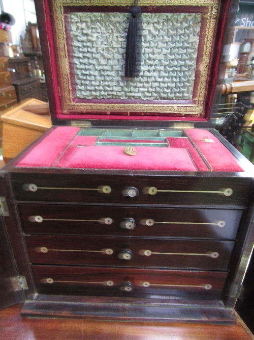 Fruitwood & mother of pearl inlaid jewellery box & writing slope. Estimate £40-60. - Image 3 of 3