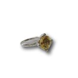 18ct white gold, citrine & diamond ring, wt 5.6gms, size O. Estimate £300-350.