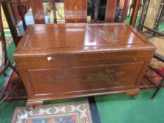 Oriental camphor chest, 104cms x 52cms x 63cms. Estimate £60-80.