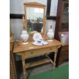 Pine dressing table, 39cms x 50cms x 159cms. Estimate £20-40.